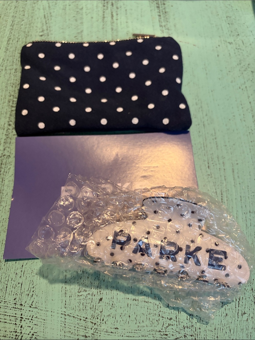 PARKE White & Denim Polka Dot Claw Clip